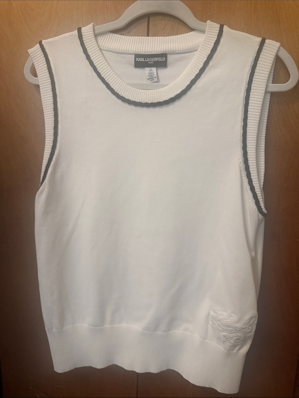 Karl Lagerfeld White Tank Top with Black Trim